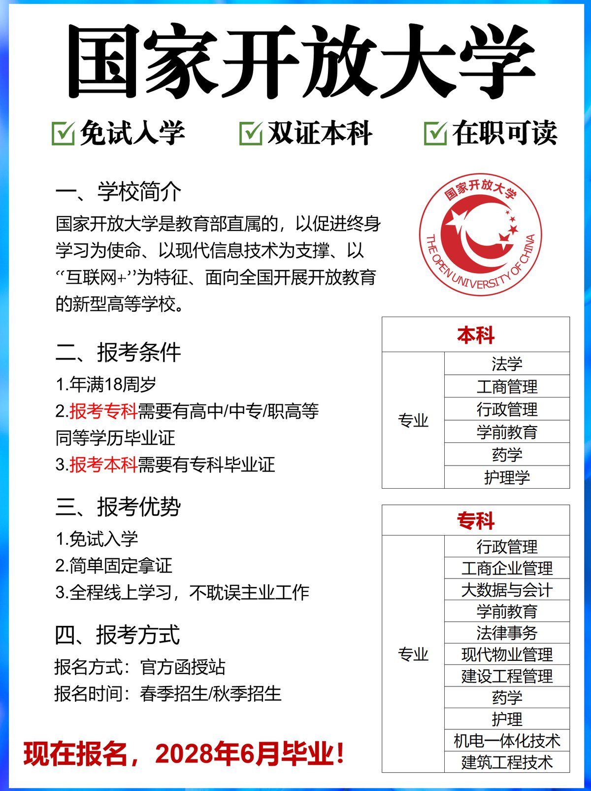 国家开放大学免试入学、208年6月毕业-1